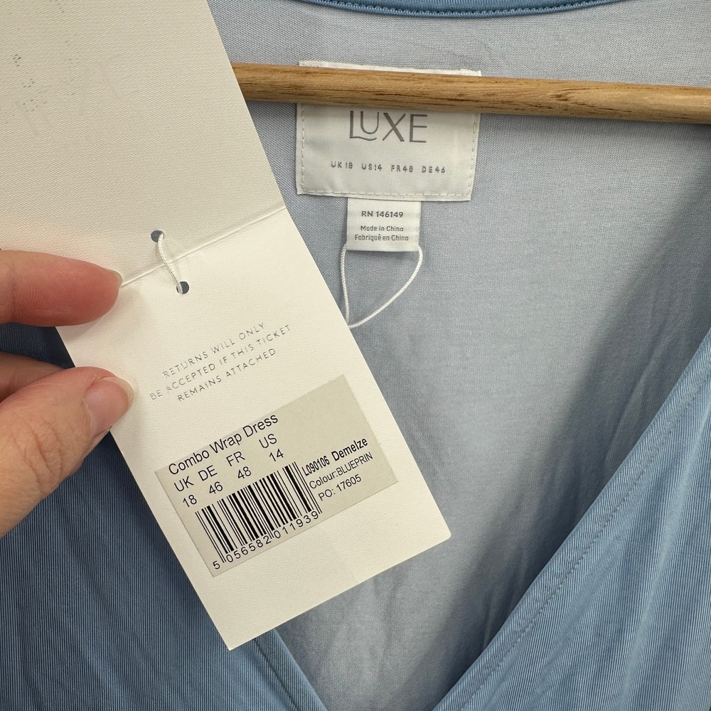 Seraphine Luxe Demelze Maternity Combo Wrap Dress Blue Watercolor Floral US 14 - Picture 5 of 8